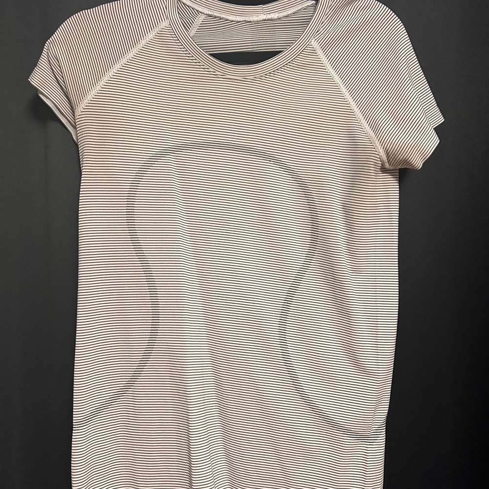 lululemon athletica Striped Short Sleeve Tee - Cream and Black